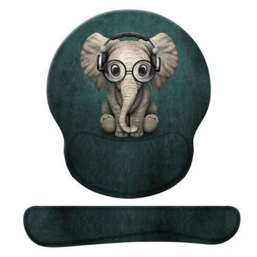 Imagem de Mouse pad com design fofo de elefante com apoio de pulso em espuma vis