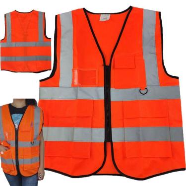 Imagem de Colete Sinalizador Faixa Refletiva Epi Blusao Fluorescente Segurança Trabalho Transito Obra
