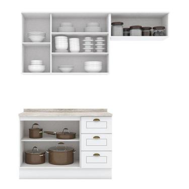 Imagem de Cozinha Modulada Americana 3 Peças Branco Hp Com Tampo Calcare - Henn