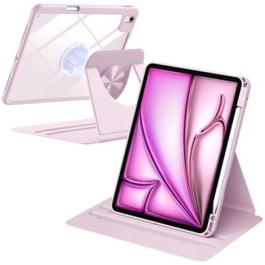Imagem de Wenlaty Capa para iPad Air de 11 polegadas (M3/M2) e Air 5ª/4ª geração de 11 polegadas, para iPad Pro 11 polegadas 4/3/2/1 geração, capa giratória de 360°, traseira magnética destacável, suporte para