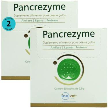 Imagem de Kit 2 Pancrezyme Para Cães e Gatos 2,8g Com 30 Sachê Inovet