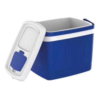 Imagem de Caixa Termica Cooler Bebidas 32L Azul Com Porta Copo Grande - Soprano