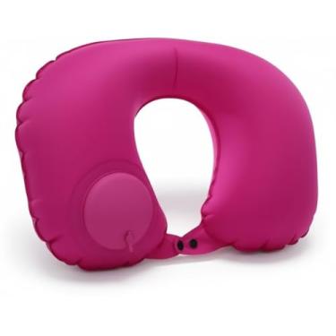 Imagem de Travesseiro de Pescoço Inflável para Viagem, Almofada Cervical, Portátil e Confortável para Avião e Carro (Vermelho)