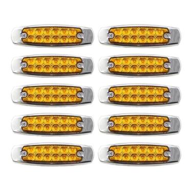Imagem de Conjunto de 10 luzes de sinalização lateral de LED para carros e caminhões, 12V/24V, compatíveis com caminhões, reboques, caravanas, ônibus, vans e barcos. À prova d'água.(10x yellow)
