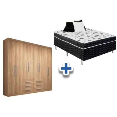 Imagem de Cama Box Conjugada Casal Union Ortobom + Guarda Roupa Master 8.6 Atacama
