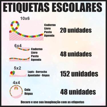 Imagem de Etiqueta Adesiva Escolar em Vinil Tema Personagem Diversos - Dekal Dec