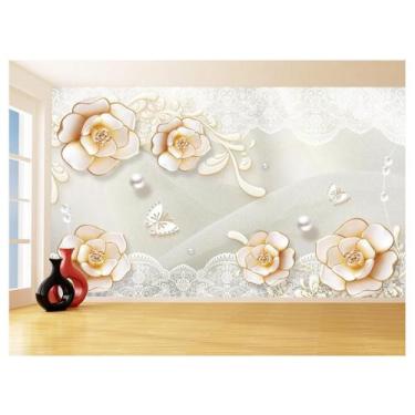 Imagem de Papel De Parede 3D Floral Textura Sala Flores 3,5M Xfl278 - Você Decor