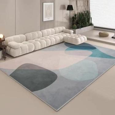 Imagem de Tapetes de sala de jantar para debaixo da mesa 160 x 200 cm, artístico, criativo, sala de estar, tapete de área grande, minimalista, tapetes de cabeceira com padrão de bloco de cores, tapetes de