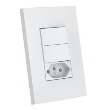 Imagem de Conjunto Interruptor Duplo Simples 10A 4X2 Ed5428-Esn - Enerbras Dubai