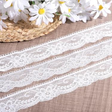 Imagem de Fita de renda branca de 10 metros, acabamento de renda, 5 cm de largura, vintage, floral, costura, tecido, fita decorativa para artesanato DIY, costura de vestido, embrulho de presente, decoração de
