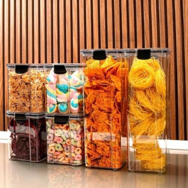 Imagem de Monte seu Kit Pote Hermético para Mantimentos de Cozinha Dispensa Armário Plástico (Kit 10-10 Potes)
