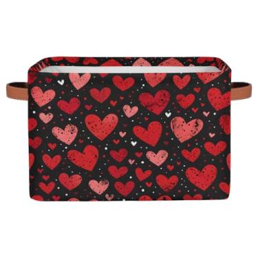 Imagem de hongjinglin Cestas de armazenamento pequenas, vermelho, com alças, caixas de armazenamento de brinquedos infantis, organizador de cubo de tecido, dobrável, cesto organizador para berçário, sala de