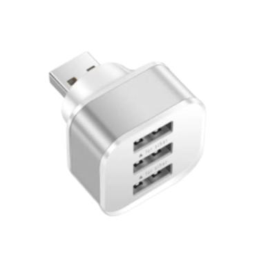 Imagem de Expansor de hub USB 2.0 de 3 portas, divisor USB portátil ultracompacto com pinos banhados a prata para mouse, teclado, disco U - Plug & Play para laptop, PC, tablet (prata)