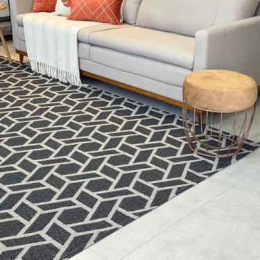 Imagem de Tapete Sala 2x3 Dubai Antiderrapante Fácil De Limpar (PRETO E MARROM GEOMETRICO)