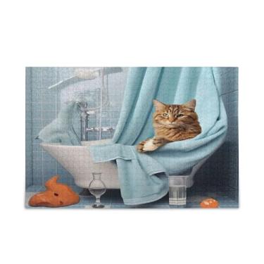 Imagem de ATTX Quebra-cabeça de gato de banheira 1000 peças para adultos e família #375