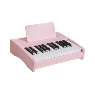 Imagem de Esquirla Crianças piano teclado instrumento 25 teclas de madeira digital portátil recarregável brinquedo musical eletrônico piano para meninos meninas, Rosa