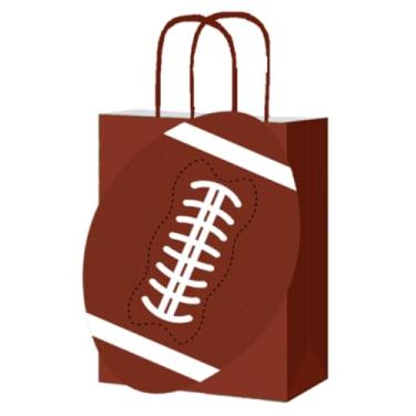 Imagem de JarThenaAMCS 16 peças de sacos de papel de futebol com alças marrom bola esportiva doces sacos de presente para aniversário chá de bebê lembrancinhas suprimentos
