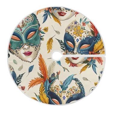 Imagem de Blueangle Saia de poliéster macio com estampa de máscaras de carnaval de 90 cm para decoração de carnaval (15)