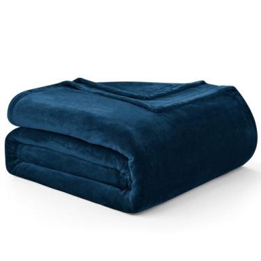 Imagem de Cobertor Hansleep Fleece King Size de flanela azul marinho 230x275cm