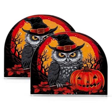 Imagem de Wassud Porta-guardanapos de acrílico de coruja e abóbora, dispensador de guardanapos de papel moderno em forma de U para mesa, cozinha, sala de jantar, bancada 2 peças (comporta 50-60 guardanapos)