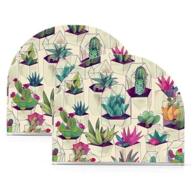 Imagem de Wassud Porta-guardanapos acrílico de cacto em vidro, dispensador de guardanapos de papel moderno em forma de U para mesa, cozinha, sala de jantar, bancada 2 peças (comporta 50-60 guardanapos)