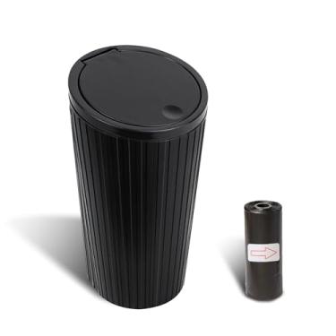 Imagem de Wogomz Lixeira de carro com tampa, lixeira automotiva à prova de vazamento com sacos de lixo, mini suporte de copo portátil, lixeira multiuso para veículos e organizador de armazenamento, acessórios