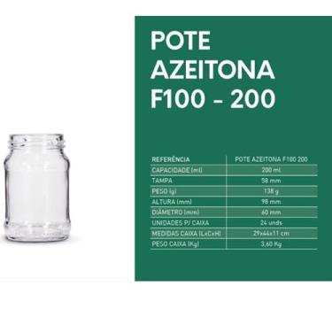 Imagem de Kit 20 unidades - Pote de vidro Redondo AZ- F100-200ml - Sem as Tampas