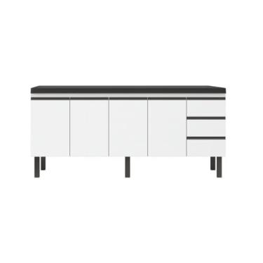 Imagem de Gabinete de Cozinha 4 Portas e 3 Gavetas Armário Aço 194cm