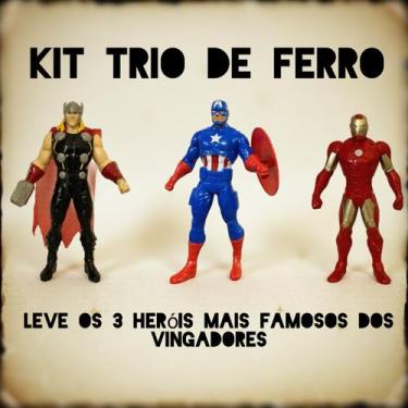 Imagem de Trio de Super Heróis 22cm  Presente Infantil  Homem de Ferro + Thor + 