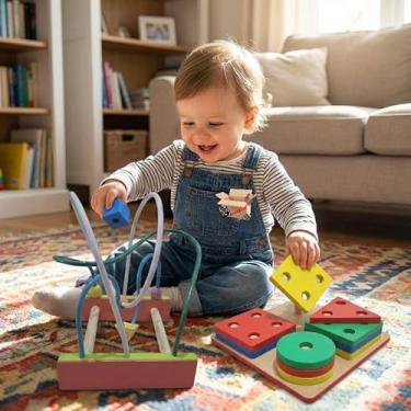 Imagem de Brinquedo Pedagógico Educativo Madeira MDF Prancha Seleção Infantil Encaixe Formas Geométricas (Prancha + Aramado M)