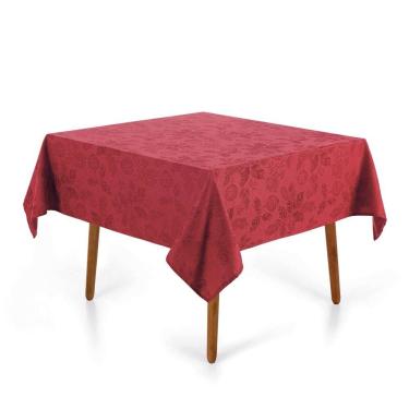 Imagem de Toalha de Mesa Quadrada Jacquard Natal - Azevinho - 4 Lugares - Karsten
