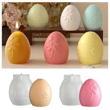 Imagem de 2 moldes de silicone para ovos de Páscoa, molde de resina, para fazer velas, bolo de Páscoa, chocolate, sabonete