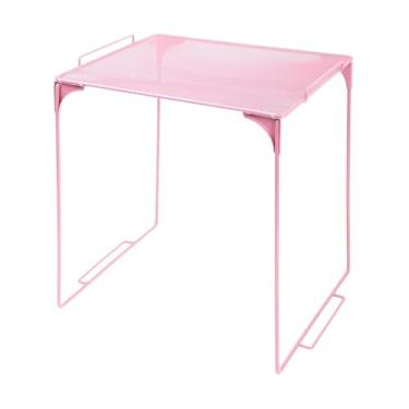 Imagem de KiBcsLic Organizador de prateleira em tela, acessórios para armário, suporte multifuncional empilhável que economiza espaço, organização embaixo da pia para, Rosa