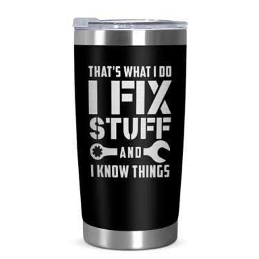 Imagem de AXIARA Presentes engraçados de Dia dos Namorados para ele - Copo de café isolado de aço inoxidável de 590 ml com tampa - Presentes de aniversário para pai, ideias de presente de aniversário para