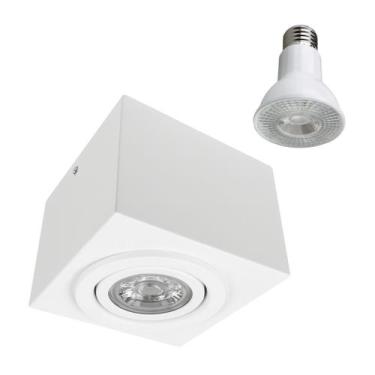 Imagem de Spot Plafon Box 1 Foco Alumínio Sobrepor + LED PAR20 7W Br. Quente ST3