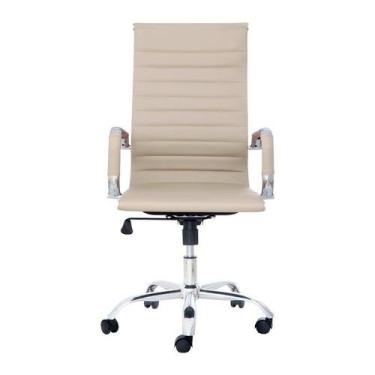 Imagem de Cadeira Presidente Charles Eames Esteirinha Couro Pu 11P Nude - atacad