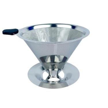 Imagem de Coador de Café Inox 103 Reutilizável com Alça de Silicone | Filtro Peneira Aço(103)