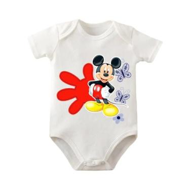 Imagem de Macacão De Bebê Mickey Mouse 100% Algodão Para Recém-Nascidos De 0 a 1