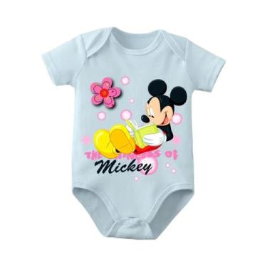 Imagem de Macacão De Bebê Mickey Mouse 100% Algodão Para Recém-Nascidos De 0 a 1