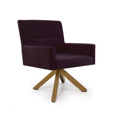 Imagem de Poltrona para Sala de Estar Veludo Giratória Angel Uva