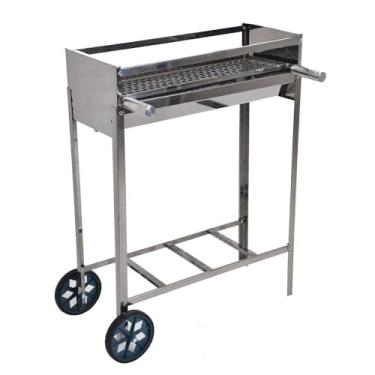 Imagem de Churrasqueira Carrinho Portátil 66cm – Com Rodinhas e Grelha Inox, Ideal para Espetinhos e Churrascos ao Ar Livre