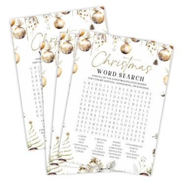 Imagem de Nuckxy Cartas de jogo de busca de palavras de Natal 5 x 7 - 30 peças de festa de Natal para família e amigos - atividade divertida de festa de Natal, quebra-gelo de Natal, noite festiva de jogos em