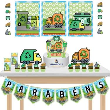 Imagem de Kit Festa Só um Bolinho Caminhão do Lixo Profissão 36 itens