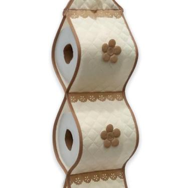 Imagem de Porta Papel Higienico，Suspenso，Design de Tecelagem，Acomoda TrêS Rolos de Papel Toalha，Economize EspaçO no Banheiro e na Cozinha(Palha)