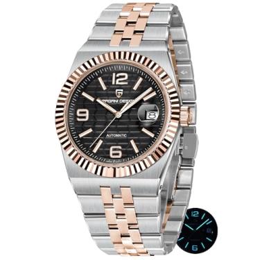 Imagem de Pagani Design Relógios masculinos homenageados, relógio mecânico automático, vidro safira de 40 mm, aço inoxidável 316L, calendário luminoso à prova d'água 100 m, prata-ouro preto