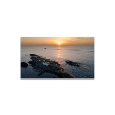 Imagem de LKXGRRSFG Fotos inacessíveisFoto real cidade mar neve vale pastagem rio pôr do sol nascer do sol impressão em tela decoração de parede 20 x 36 cm sem moldura