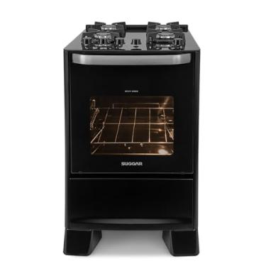 Imagem de SUGGAR FOGÃO BEST GLASS PRETO MESA DE VIDRO 4 BOCAS TREMPE EM FERRO FUNDIDO ACENDIMENTO AUTOMÁTICO FGVBG410PT