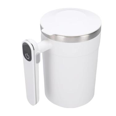 Imagem de Luocute Copo de Agitação Elétrica, Caneca de café Com Agitação Automática de Aço Inoxidável 304 de 400 Ml Com Display Digital de Temperatura, para café, Leite, Cacau, Viagens de (Creme Branco)