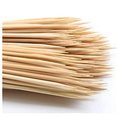 Imagem de DTmasao 100 peças de espetos de bambu de 20 cm para palitos de madeira, churrasco, aperitivo, frutas, coquetéis, kabob, fonte de chocolate, grelhar, cozinha, artesanato e festa. Φ = 4 mm, mais opções de tamanho 15 cm/25 cm/30 cm