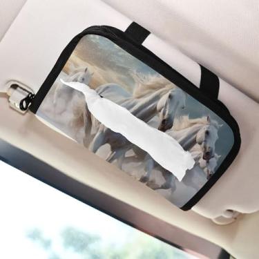 Imagem de SEHANY Suporte de lenços de carro Majestic Horse, caixa de lenços para carro, viseira solar, porta-guardanapos retangular, dispensador de máscara de carro, caixa de lenços de papel para automóveis